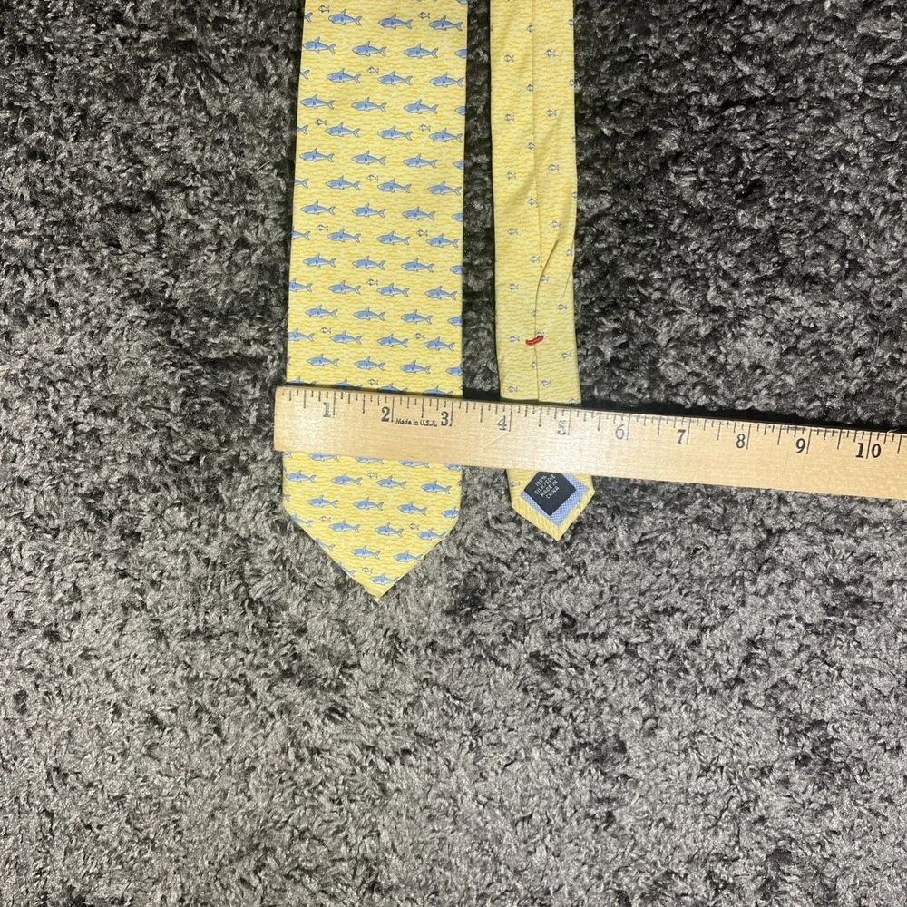 Tommy Hilfiger Yellow Tie With‎ Sharks 100% Silk